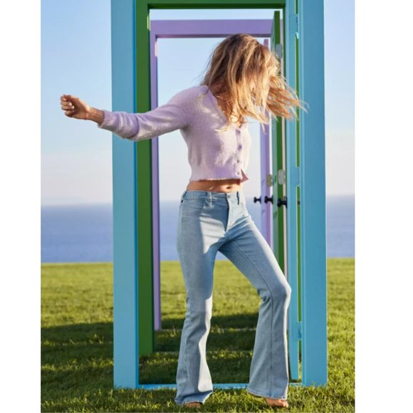 aerie Denim - Aerie Pull On Baby Flare Jeans in Light Blue Size L